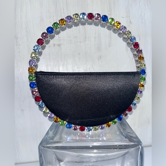 L’ALIGNI Eternity Rainbow Crystal Top Handle Bag-Black Rainbow - Picture 3 of 15